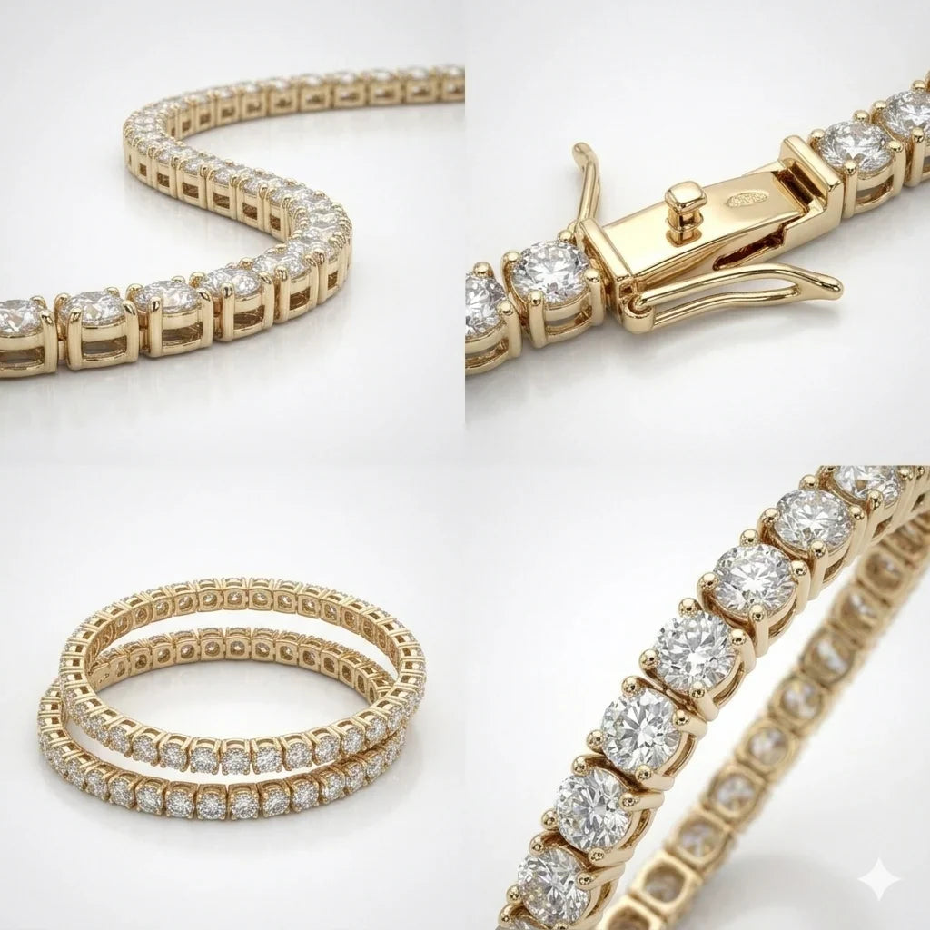 Elegant diamond tennis bracelet golden