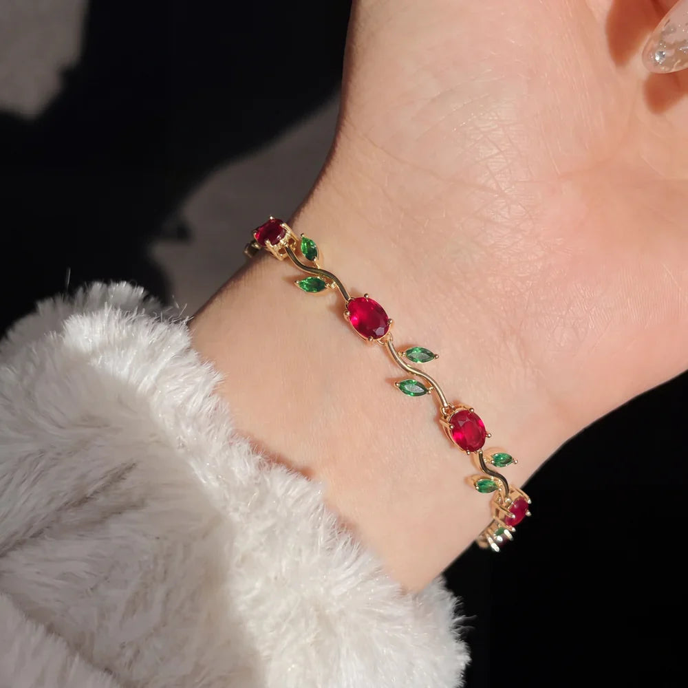 Luminous Design Gold Plated Crystal Stones Tulip Bracelet for Girls/Women